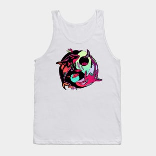 Blue Red Blend Balanced Orca Whales Tank Top